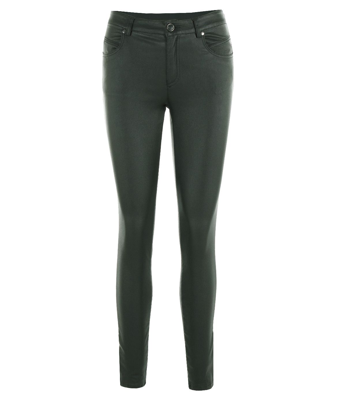 Skinny rayon-viscose trousers with faux leather effect 0